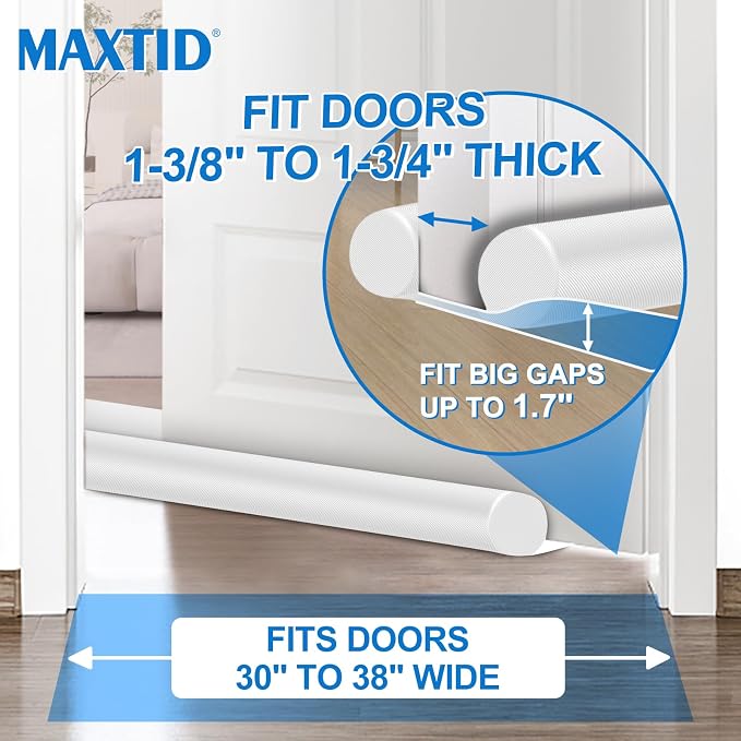 MAXTID Under Door Draft Stopper White 32Inch, Weather Stripping Door Seal | - Image 4
