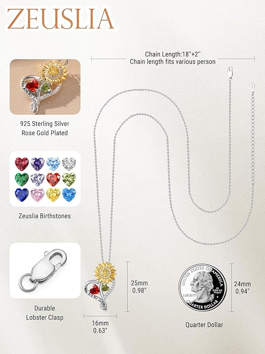Valentine's Day Gifts for Wife 925 Sterling Silver Double Birthstone Pendant Necklaces I Love You for Always and Forever Necklace Anniversary Birthday Gifts for Wife Girlfriend Mom Her