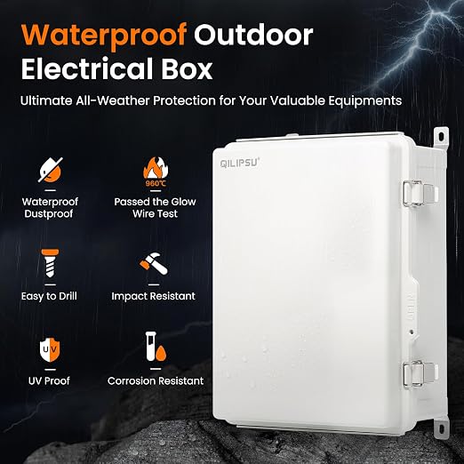 QILIPSU UL94-V0 Outdoor Electrical Box 16.4"x12.4"x7.1" Waterproof Junction Box - Image 3