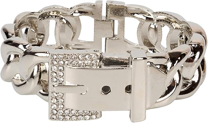 SPUNKYsoul Chain Link Buckle With Rhinestones Cuff Bracelet in Gold, Silver Rose Gold and Gun Metal for Women