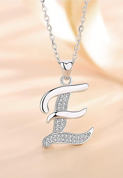 AEONSLOVE 925 Sterling Silver Initial Necklaces for Women, 26 Letters Pendants Necklace Gift for Mother, Daughter, Wife, 18 Inch Chain