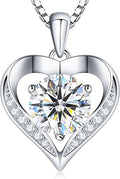 Gorgeous Moissanite Necklaces for Women - Valentine's Day Gifts for Wife Girlfriend, 925 Sterling Silver 1-3CT Moissanite Pendant Jewelry, Wedding Anniversary Birthday Christmas for Mom