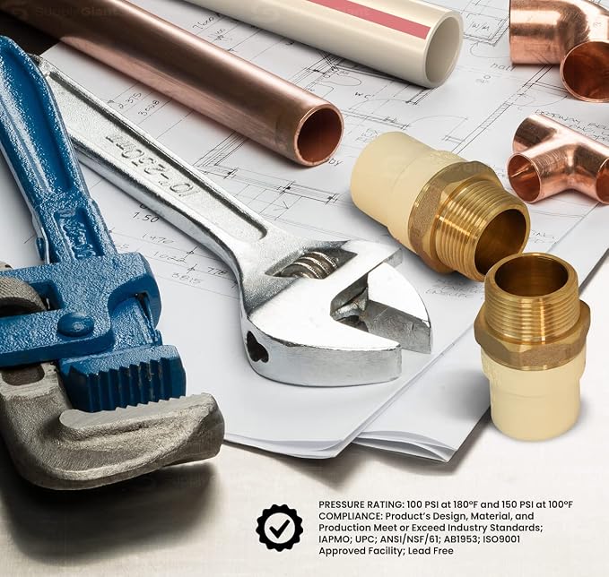 Midline Valve CSDQN100-OM-5 Male x CPVC Adapter Transition Pipe Fitting; - Image 7