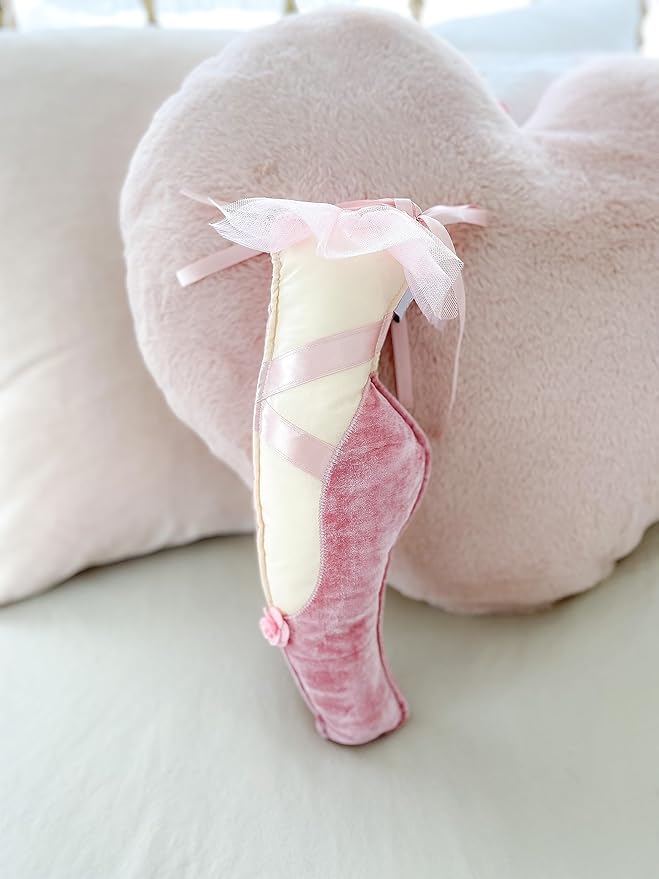 MON AMI Ballet Slipper Accent Décor – 14” | Plush Pink Ballet Shoe Pillow for Nursery, Kids’ Room & Ballet-Themed Decor | Perfect Dance Recital Gift