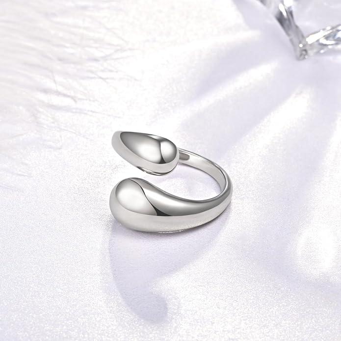 Fookduoduo 925 Sterling Silver Ring Inspirational Jewelry adjustable Wrap Open Rings for Women