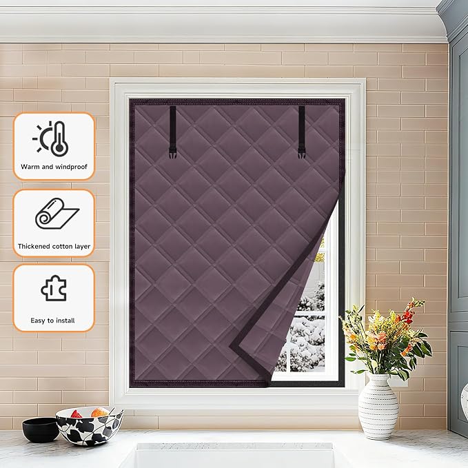 Winter Insulated Window Curtain 39"x63", Oxford Cloth Thermal Insulated Window - Image 7