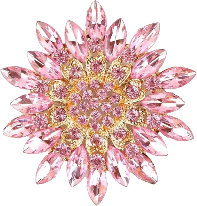 Wanheart Sunflower Brooch Pin Rhinestone Crystal Flower Jewelry Vintage Elegant Brooch for Women Dress Hat Bag Accessories