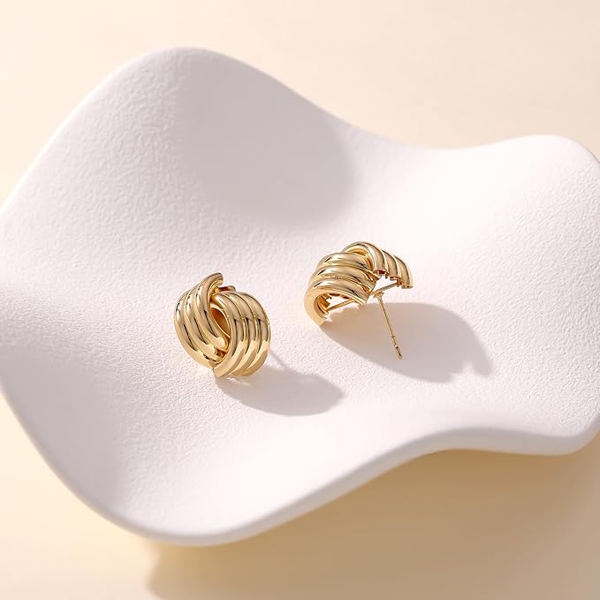 Knot Link Earrings for Women Statement Studs Earrings Chunky Geometric Drop Dangle Women's Fashion Jewelry