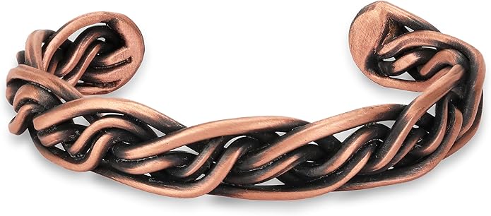 Handmade Elegant Copper Bracelet for Women and Men-Pure Copper Bracelet for Pain Relief and Stress Relief-Adjustable, Thickest, Twisted Copper Wire Bracelet to Fit many Size Wrist(folded)