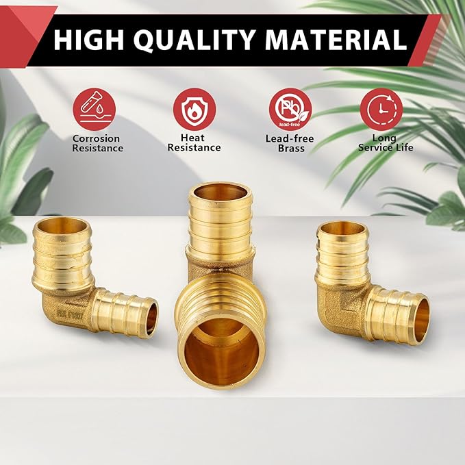 10PACK EFIELD 3/4 Inch Pex Elbow Barb Crimp Brass Fitting | - Image 4