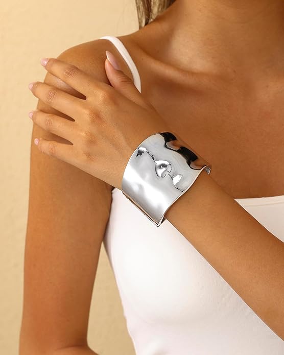 Bangle Bracelets for Women | 14K Gold Plated Trendy Wide Bracelets | Hinged Arm Cuff Bangles Chunky Bracelet for Women