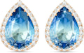 Linawe Women Stud Earrings, Teardrop Diamond Moissanite Cubic Zirconia Earrings Studs Rhinestone Jewelry Gold/Silver/Rose Gold