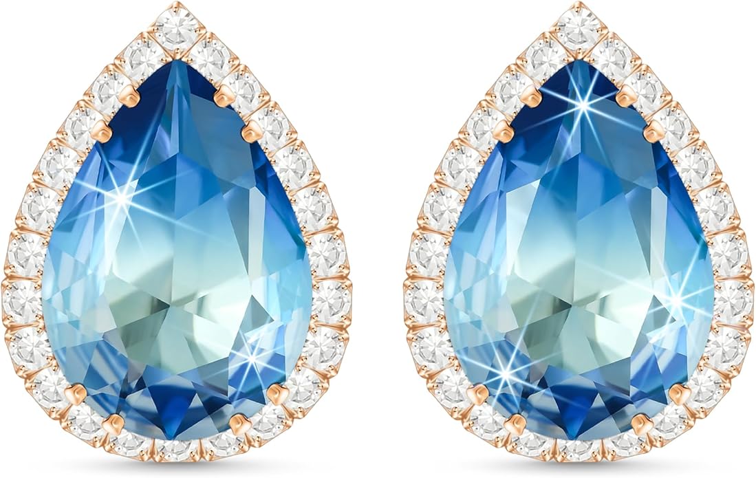 Linawe Women Stud Earrings, Teardrop Diamond Moissanite Cubic Zirconia Earrings Studs Rhinestone Jewelry Gold/Silver/Rose Gold