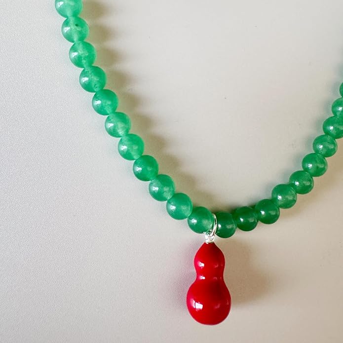 DISTANT DRUMS Simple Natural Green Aventurine Stone Jewelry Set for Women,Hoop Earrings,Bracelet,Necklace,18K Gold-plated Spiritual Gift,Fortunate Stone Jewelry,Choker