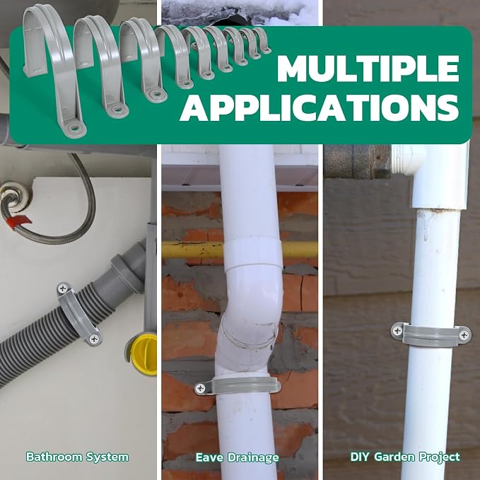 OURU 2 Inch PVC Pipe Straps, 2-Hole Plastic Conduit Clamp, Pipe Protection & - Image 8