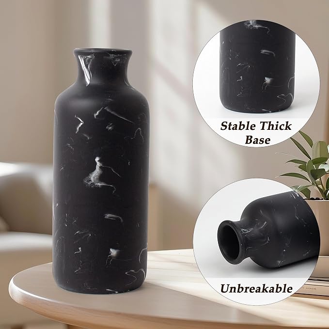 Resin 3 Piece Decorative Vase Set, Mantel and Shelf Decor. Boho Style Vases - Image 3