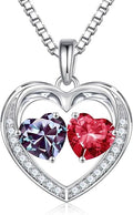 Iefil Valentines Day Gifts for Her - 925 Sterling Silver Heart Birthstone Necklace, Anniversary Birthday Gifts for Women Wife Girlfriend Mom Her