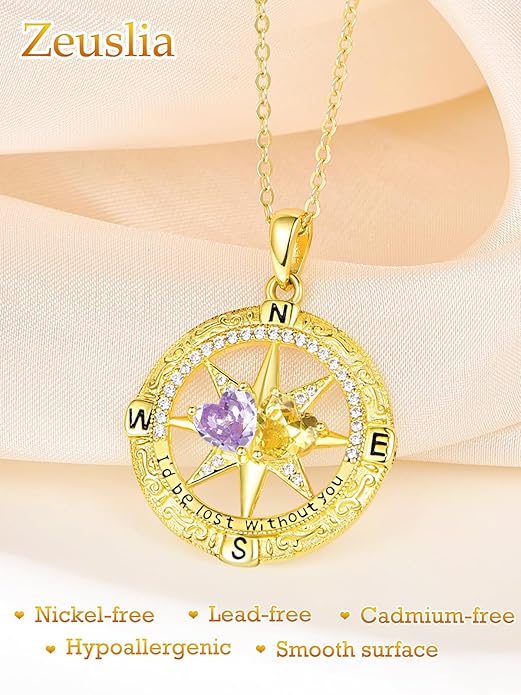 Valentine's Day Gifts for Wife 925 Sterling Silver Double Birthstone Pendant Necklaces I Love You for Always and Forever Necklace Anniversary Birthday Gifts for Wife Girlfriend Mom Her