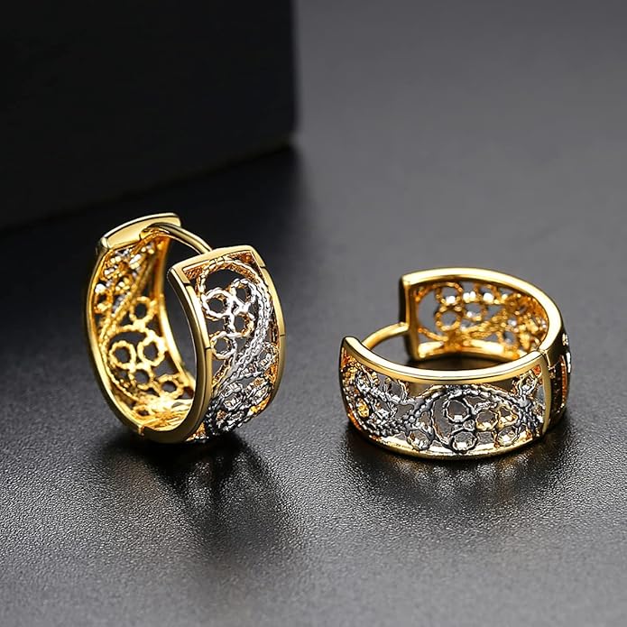 14K Gold Two - Tone Moissanite Ear Cuff Earrings for Women, Modern and Chic Style