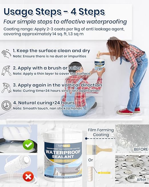 Transparent Waterproof Coating, TUFINEIN 35oz Invisible Waterproof Agent Indoor - Image 3