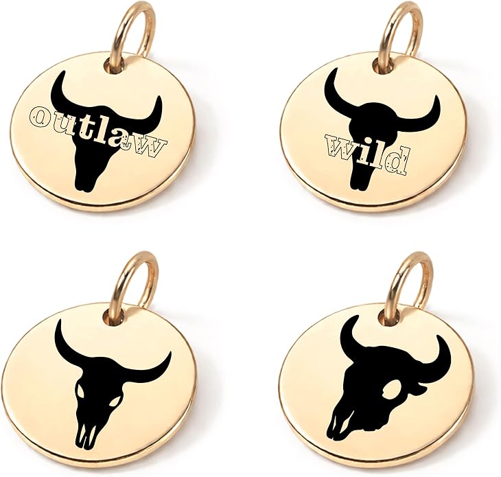 SM Design Western Charm Set of 4 – Stainless Steel Western Charms for Bracelets & Necklaces – Cowgirl, Ranch & Country Style Jewelry Charms – Western Gift for Women & Moms
