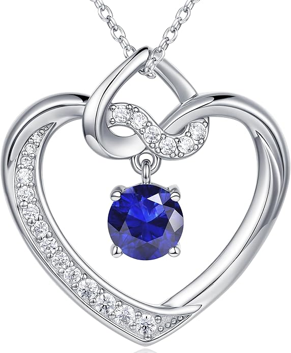 Heart Birthstone Necklaces Gifts for Women Wife, Jewelry for Women Wedding Anniversary Birthday Gifts for Wife Girlfriend Mom Christmas Valentines Gifts S925 Sterling Silver