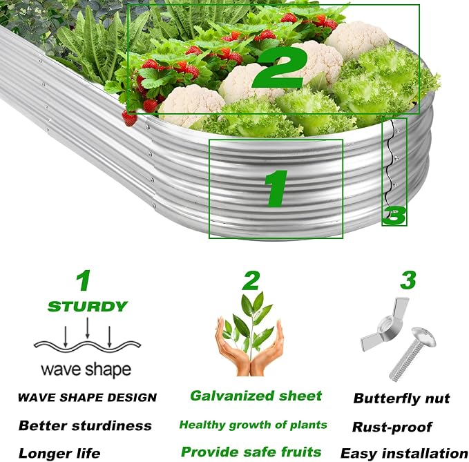 Rakukiri Raised Garden Bed GRS Certified Galvanized Planter Box Outdoor - Image 4