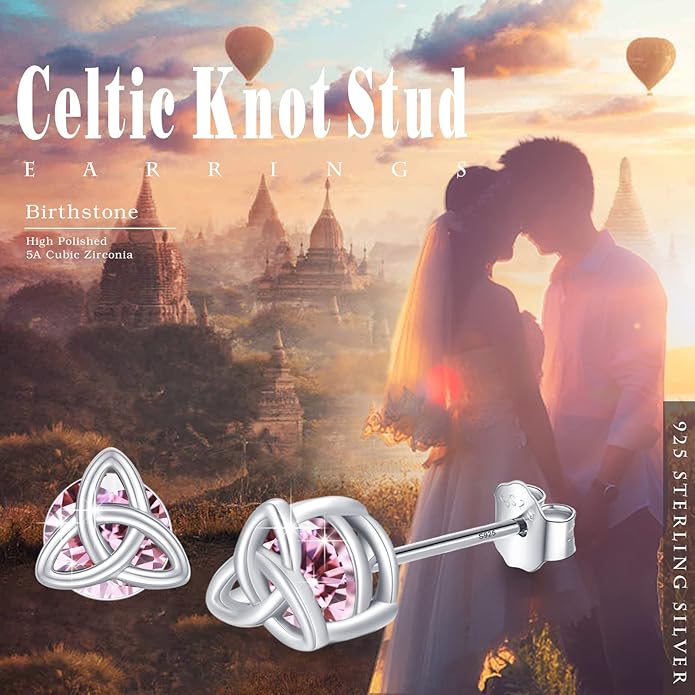 MEDWISE 925 Sterling Silver Birthstone Stud Earrings for Women Birthday Jewelry Gifts for Daughter Mother Women Valentines Day Gifts for Her