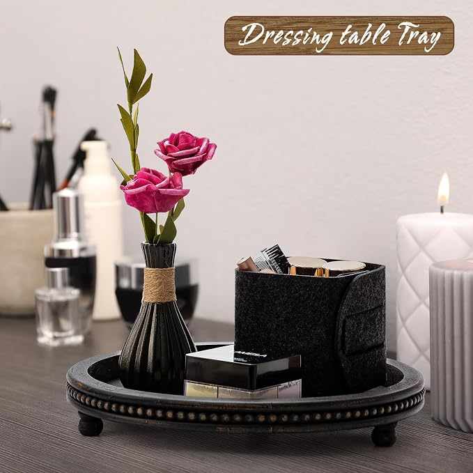 KULEDM Wooden Tray Decor, Small Beaded Coffee Table Tray Decor, Dining Room - Image 4