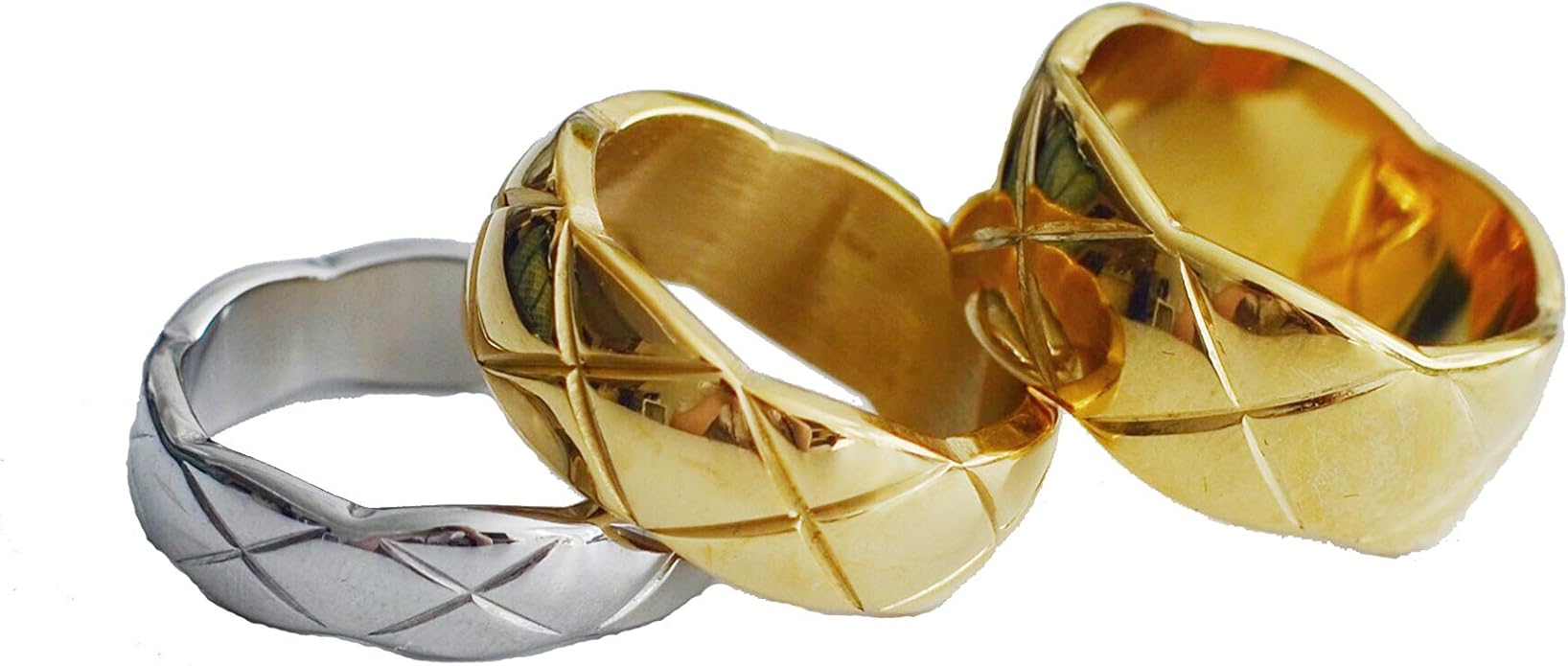 Shapes Studio 18k Gold Plated Rings for Women,Crush Wide Band Gold Plated Ring, Stacking Rings, Wedding Band Minimalist Style