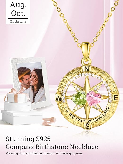 Valentine's Day Gifts for Wife 925 Sterling Silver Double Birthstone Pendant Necklaces I Love You for Always and Forever Necklace Anniversary Birthday Gifts for Wife Girlfriend Mom Her