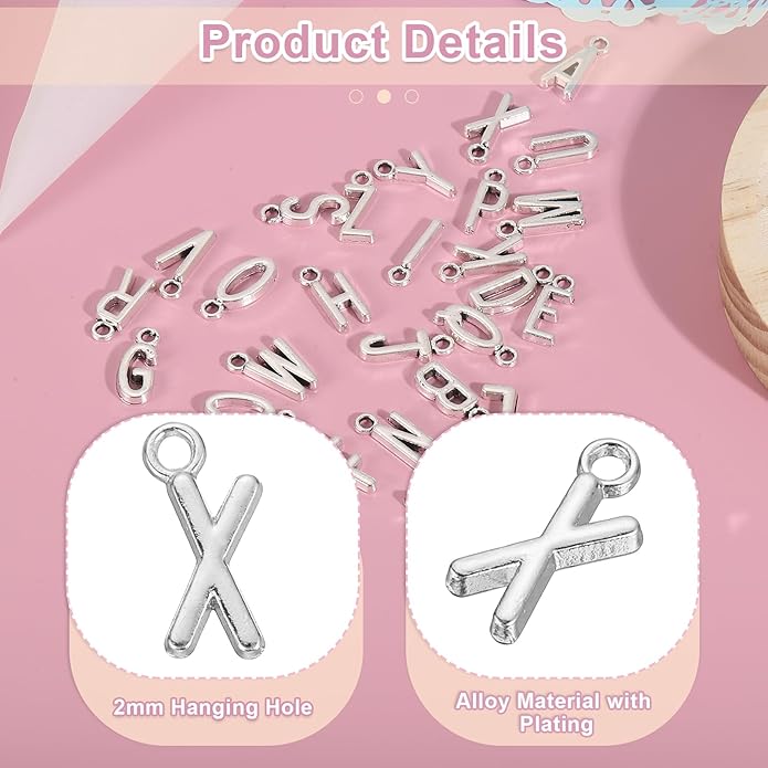 uxcell Letter Charm, Alloy Letter Initial Alphabet Charm for DIY Crafts Jewelry Making Bracelet Earrings Necklace