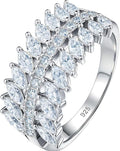 D Color VVS1 Moissanite Rings for Women 925 Sterling Silver Wedding Bands Marquise Eternity Rings Stackable Promise Size 5-10