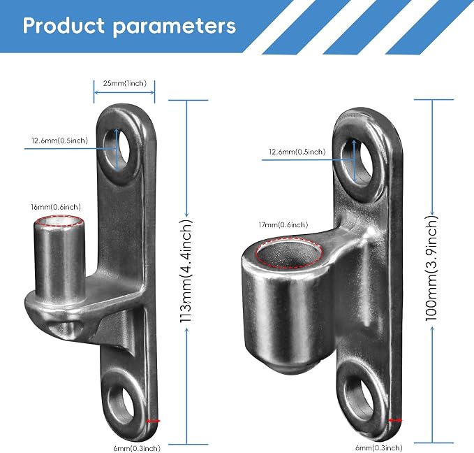 304 Stainless Steel Gate Hinges 5/8" Heavy Duty Door Hinges 600LB Capacity No - Image 2