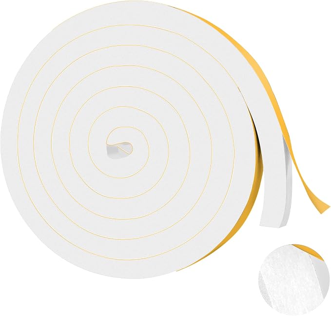 16.5Ft Foam Tapes Self Adhesive Foam Seal Strips 1/2In x 1/2In x 16.5Ft Each by MYFAMIREA
