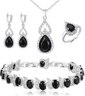 BriLove Wedding Jewelry Set for Women Bride Bridesmaid, Gorgeous Cubic Zirconia Teardrop Necklace Earrings Bracelet Adjustable Ring Jewelry Gift for Birthday/Anniversary/Mother’s Day