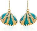 Beach Summer Sea Shell Earrings For Women, Tropical Natural Scallop Shell Jewelry Boho Earring Set Bulk Pack Vacation Dangling Drop Light Formal
