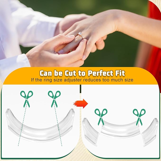 Ring Sizers for Loose Rings, 14 Pack Invisible Ring Size Adjuster Silicone, Ring Guards Spacer Tightener Resizer Fitter for Women Men, Make Ring Smaller Without Resizing Thick Band (Transparent-14PCS)