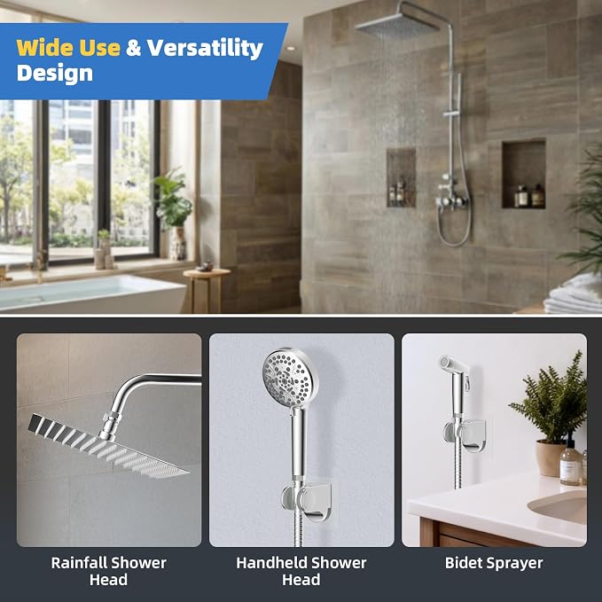 Hibbent All Metal 2 Pack Shower Head Flow Control Valve, G1/2 Brass Shut-off - Image 5