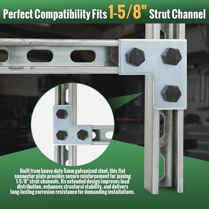 10 Pack Strut Channel Flat Plate Connector, Strut Accessories & Fittings - Image 5