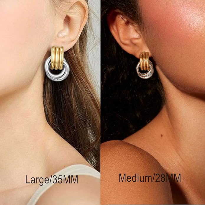 14K Gold Plated Knot Earrings for Women Gold Silver Earrings Heart Link Drop Dangle Earring Chunky Golden Knotted Statement Jewelry