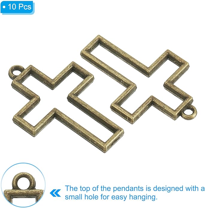 PATIKIL Alloy Open Back Bezel Pendants, Cross Shape Hollow Resin Pendant Frame for DIY Crafts Earrings Necklace Bracelet Making
