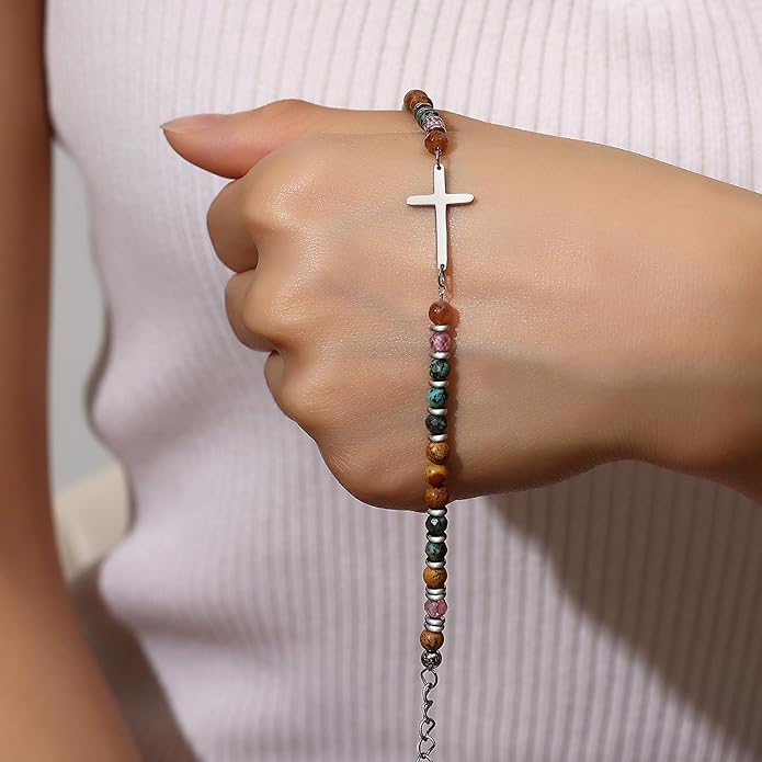 TONY & SANDY Christian Cross Bracelet for Women, Valentine's Day Gifts for Her, Confirmation Baptism Easter Gifts, Unique Gift for Friends Daughter Mom Sister in Christ Birthday Christmas