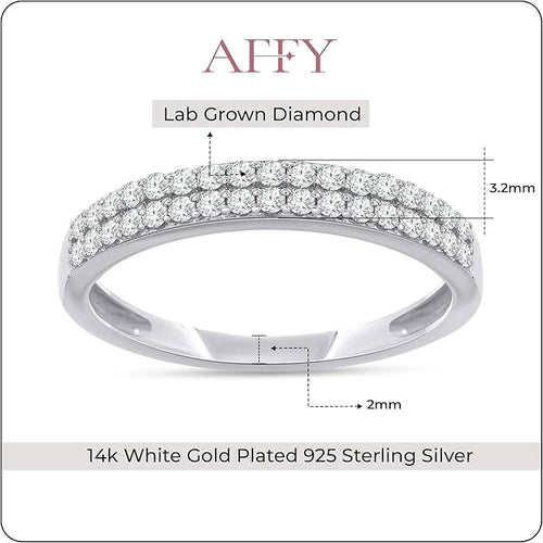 1/4ctw Double Row Band Ring, Lab Grown Diamond Wedding Band Ring For Women In 14k Gold Plated 925 Sterling Silver Jewelry Gifts For Her (0.25 Ctw)