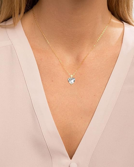 Genuine Birthstone Necklace for Women, Heart Love Necklace, Birthday Gifts for Her