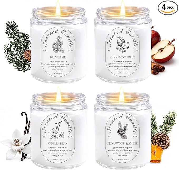 Scented Candle Gift Set, 4 Pack 28oz Soy Wax Aromatherapy Candles | Cinnamon by scentedcandleswithsayings