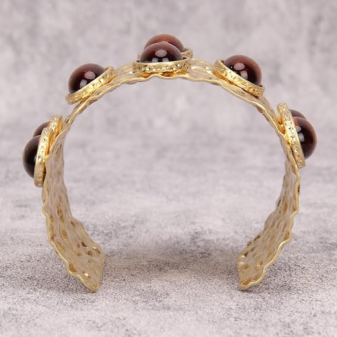 Gold Cuff Bracelet for Women Silver Beaded Bracelets Open Bangle Stackable Stretch Bead Bracelet Boho Jewelry Gifts for Wife Couple