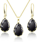 Linawe Crystal Jewelry Sets for Women, Imitation Diamond Pendant Necklace, Rhinestone Drop Dangle Earrings, Birthstone Cubic Zirconia Matching Wedding Jewelry, 14K Gold/Rose Gold/Silver Tones