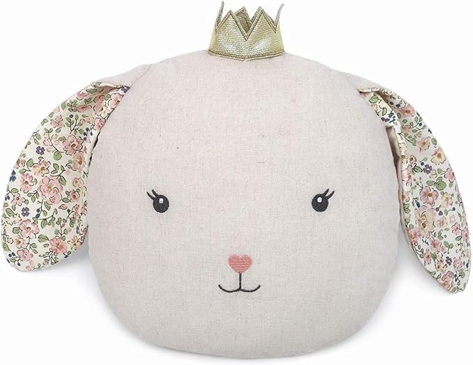 MON AMI Faith Bunny Accent Décor Pillow 12x11”, Plush Rabbit Cuddle Cushion, Decorative Throw Pillow for Child’s Nursery, Bed, Couch, Cute Room Décor