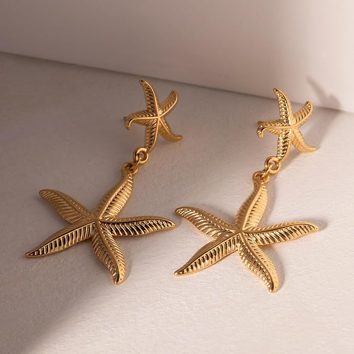 Seashell Starfish Earrings Beach Jewelry for Women Pearl Drop Shell Earrings Ocean Beachy Fashion Accessories Womens Summer Outfits 2026 Tropical Vacation Outfits Beach Vacation Clothes Dresses